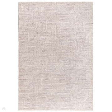 Laurent LA05 Modern Plain Distressed Subtle Geometric Maze Space-Dyed Tonal Textured Soft-Touch Durable Fine Yarn Polyester Low Profile Dense Short Pile Fringe Soft Grey/Cream Beige Rug-Asiatic Carpets-Rug Love - The Most Loved Rug Store